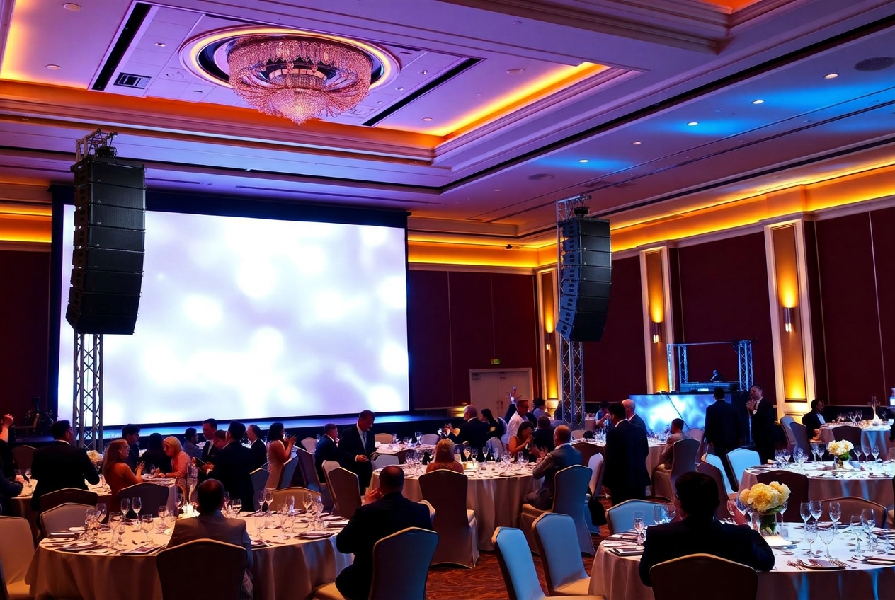 Boston corporate gala with architectural uplighting